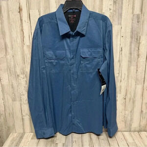 Swiss Tech Long Sleeve Nylon Blend Button Up Shirt Blue XL Outdoors Performance